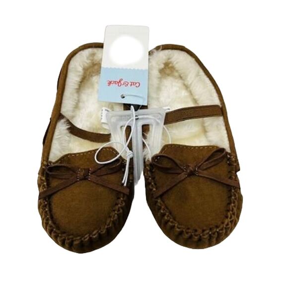 Celina, Dark Chestnut, Size 7 Girls' Moccasin Slippers - Cat & Jack + Free Ship - Picture 1 of 6